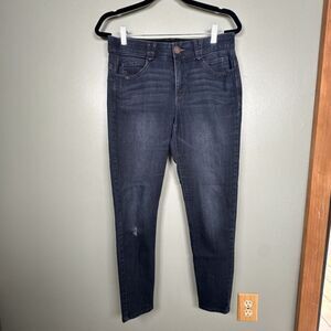 Democracy Ab Solution‎ Jeans Size 8 Mid Rise Skinny Stretch Dark Wash Distressed